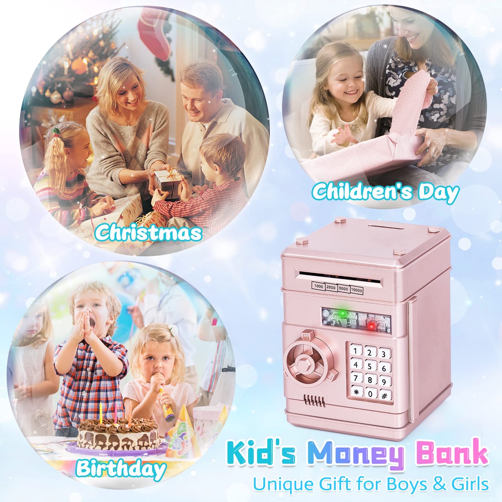 Refasy piggy bank used by child demonstrating fun savings and learning benefit