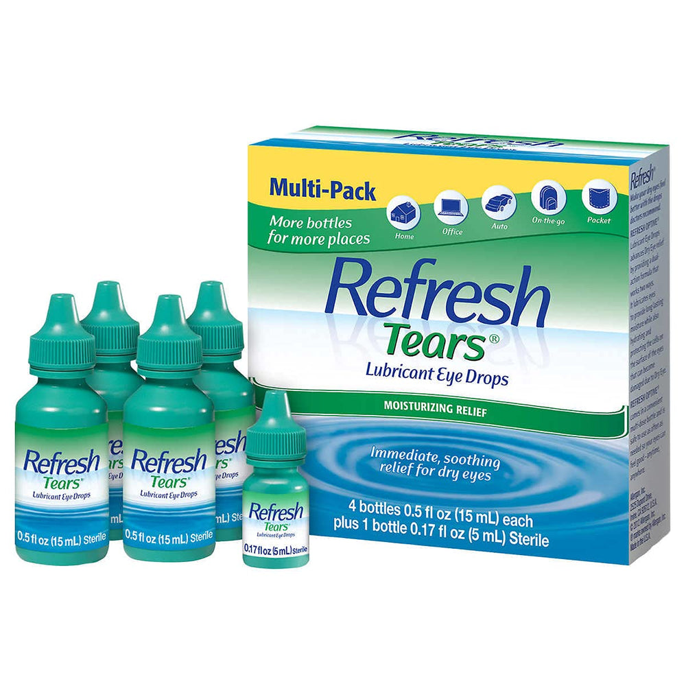 Refresh front packaging showing multi-bottle pack and convenience