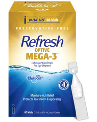 Refresh OPTIVE MEGA-3 front packaging showing product benefits and vial count