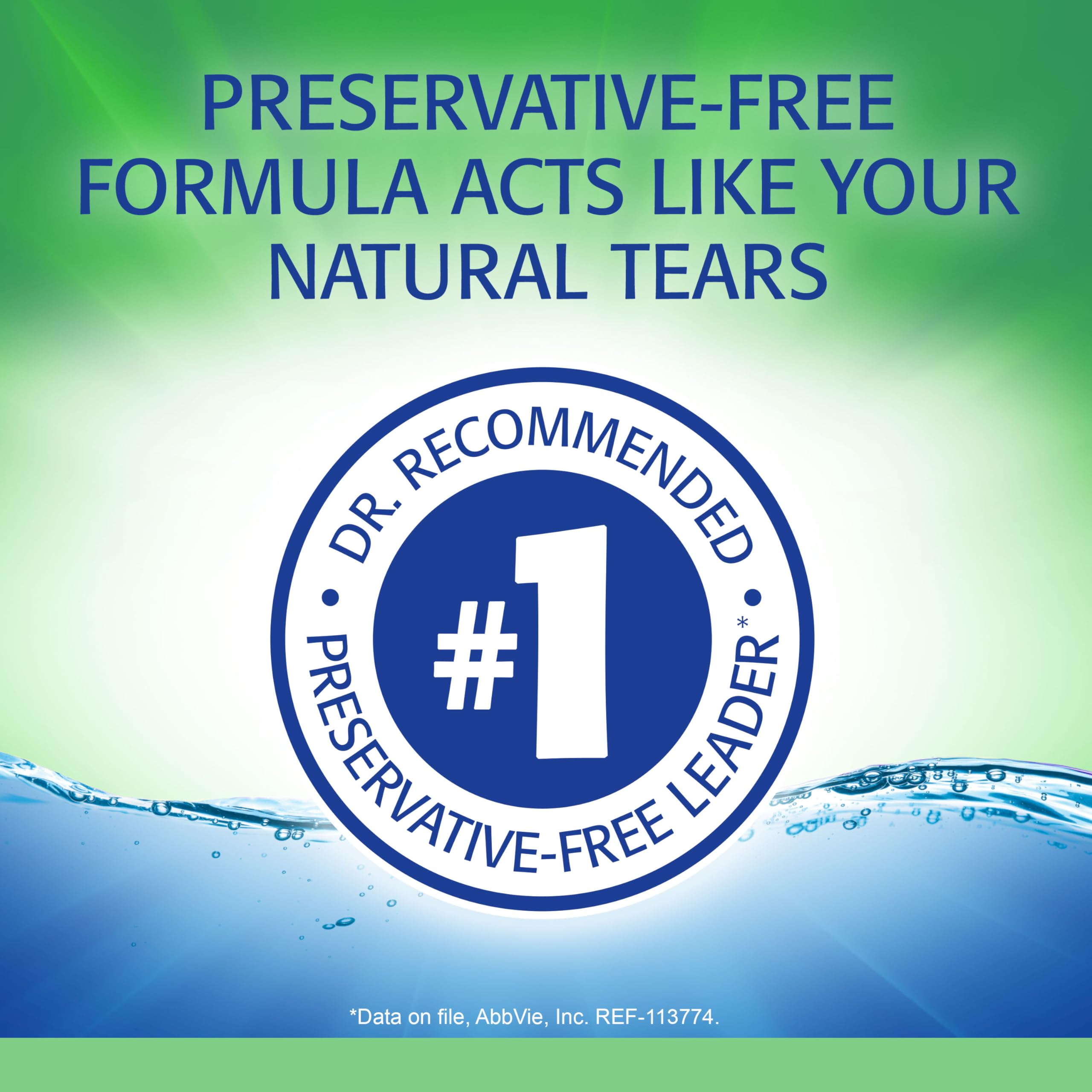 Refresh Plus single-use vial close-up highlighting sterile tip and instant moisture