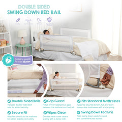 Regalo installed rail side view demonstrating secure coverage on mattress edge