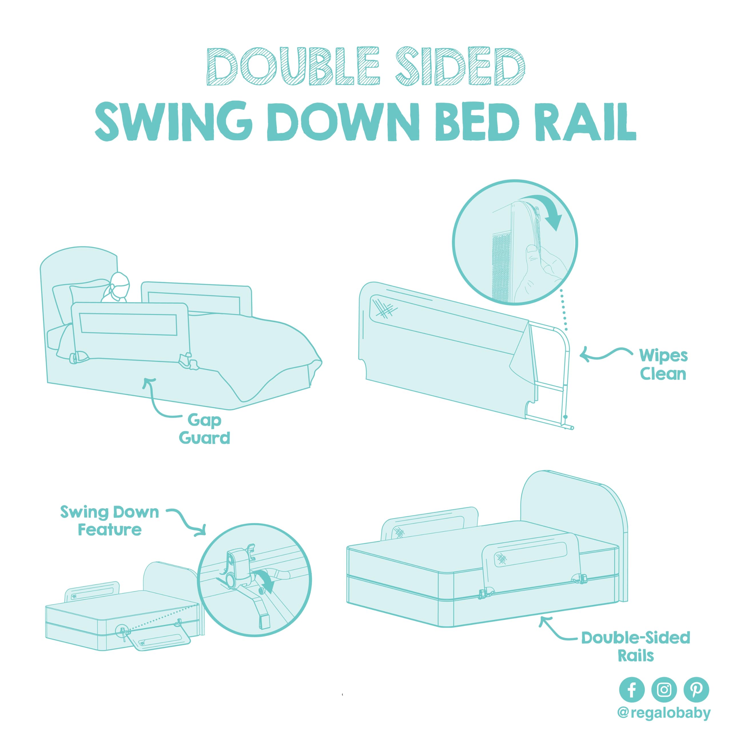 Regalo child stepping into bed with rail showing safe, guided entry