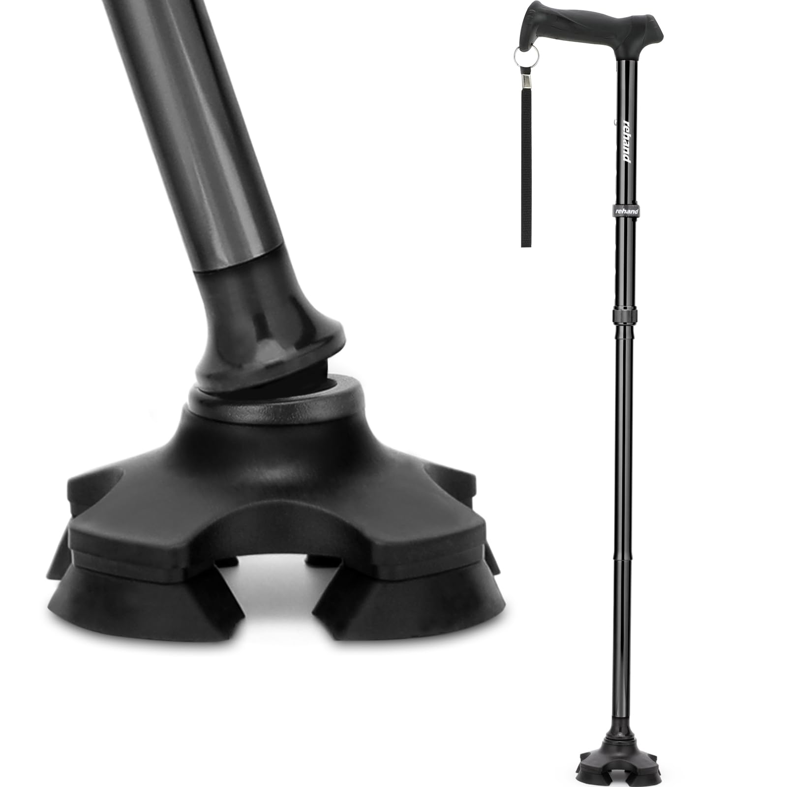rehand front full-length cane showing full profile and portability benefit