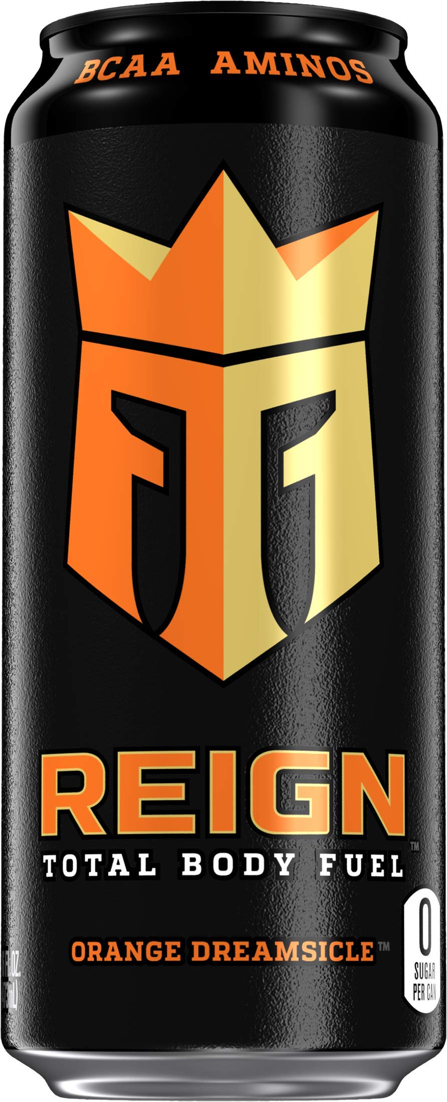 Close-up of Reign drink texture and foam illustrating refreshing orange-vanilla taste