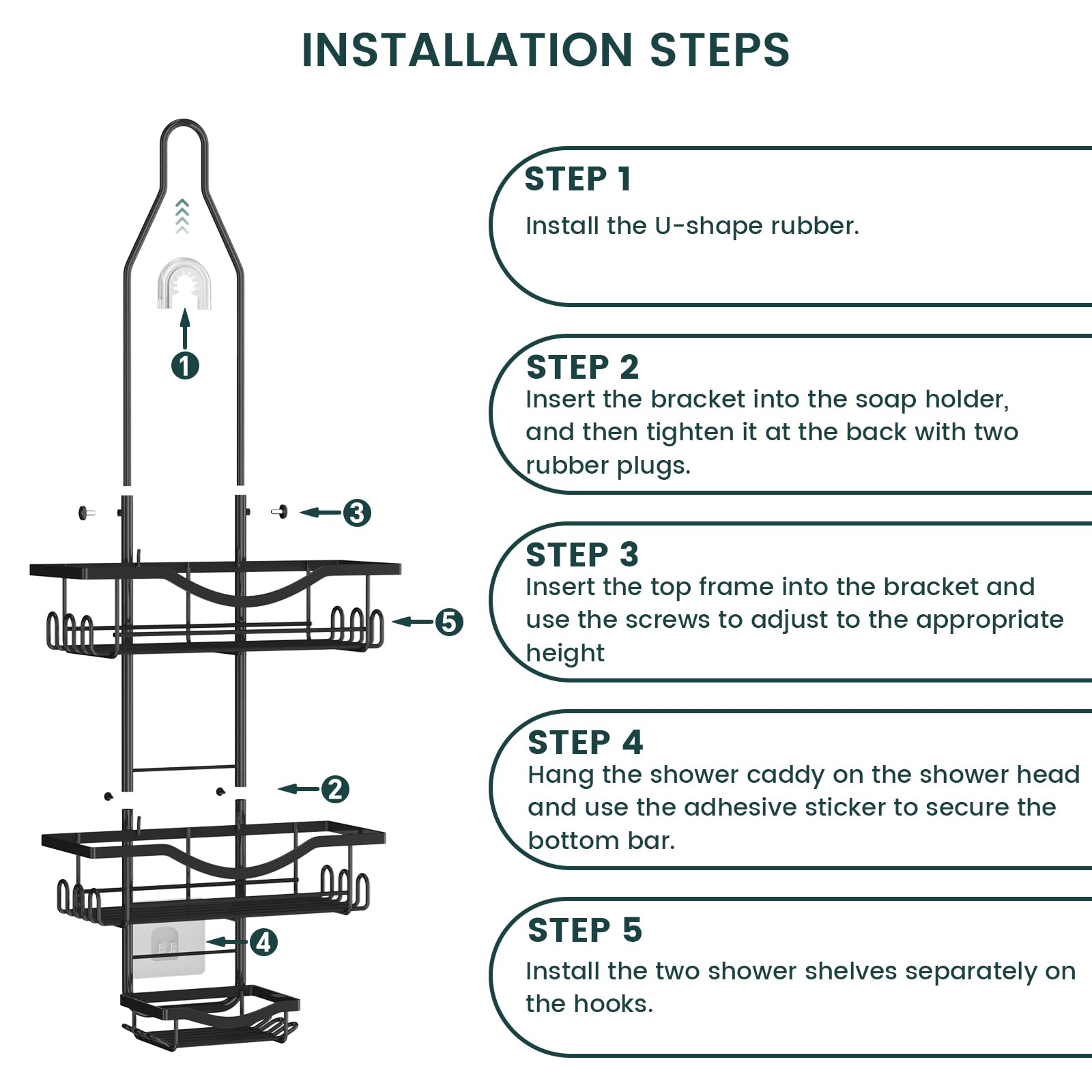 REINHARDT installed over showerhead demonstrating easy no-drill setup