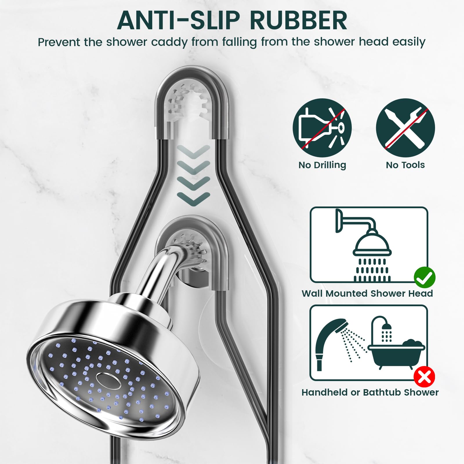 REINHARDT soap holder and multiple hooks for tidy accessory storage