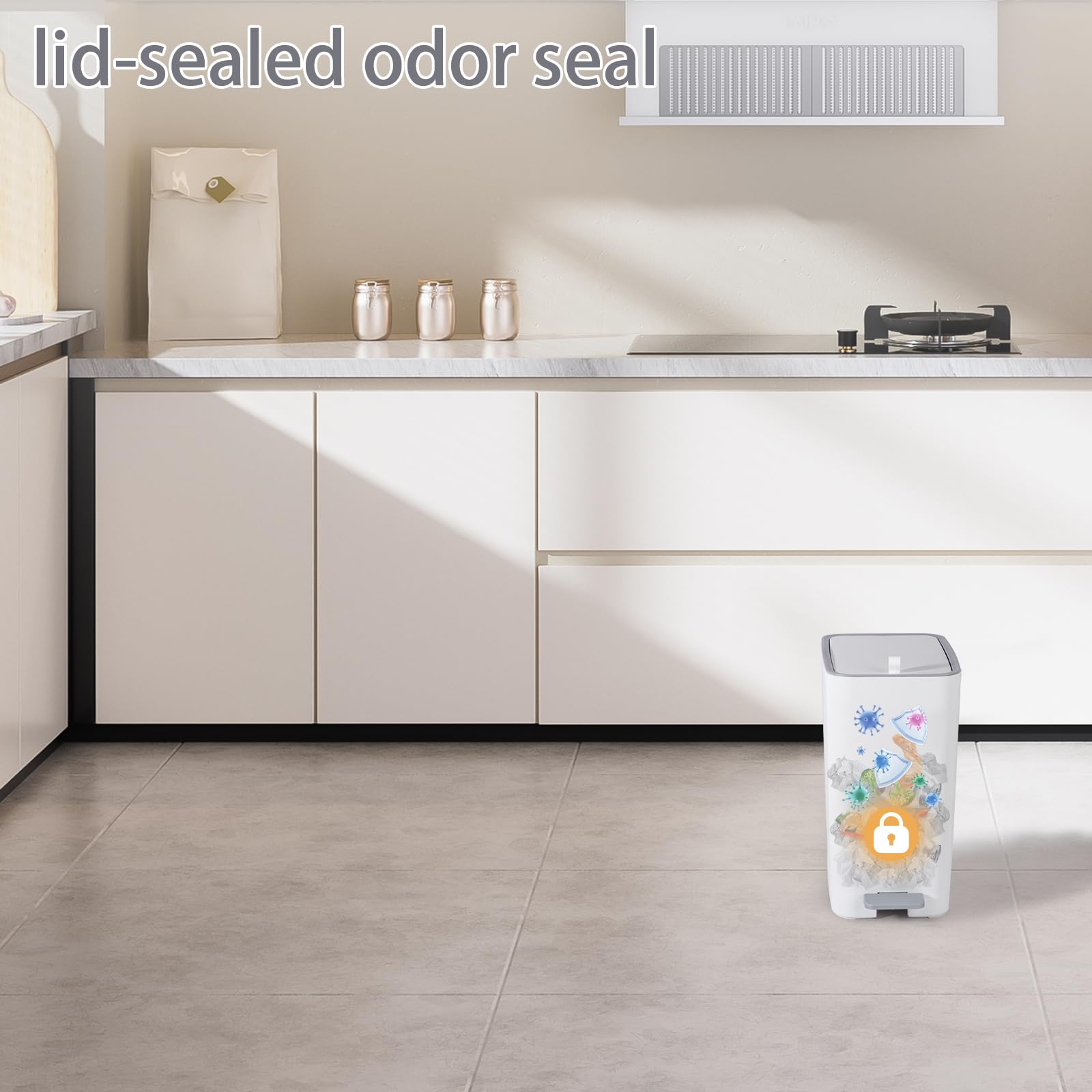 rejomiik lid open at 90 degrees shows hands-free cleaning benefit