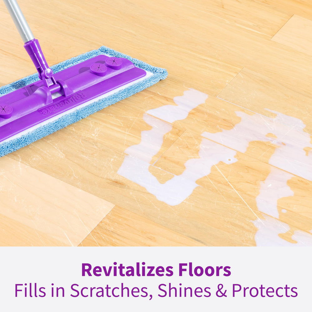 Close-up of dry floor sheen after Rejuvenate showing restored gloss and clarity