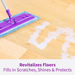 Close-up of dry floor sheen after Rejuvenate showing restored gloss and clarity