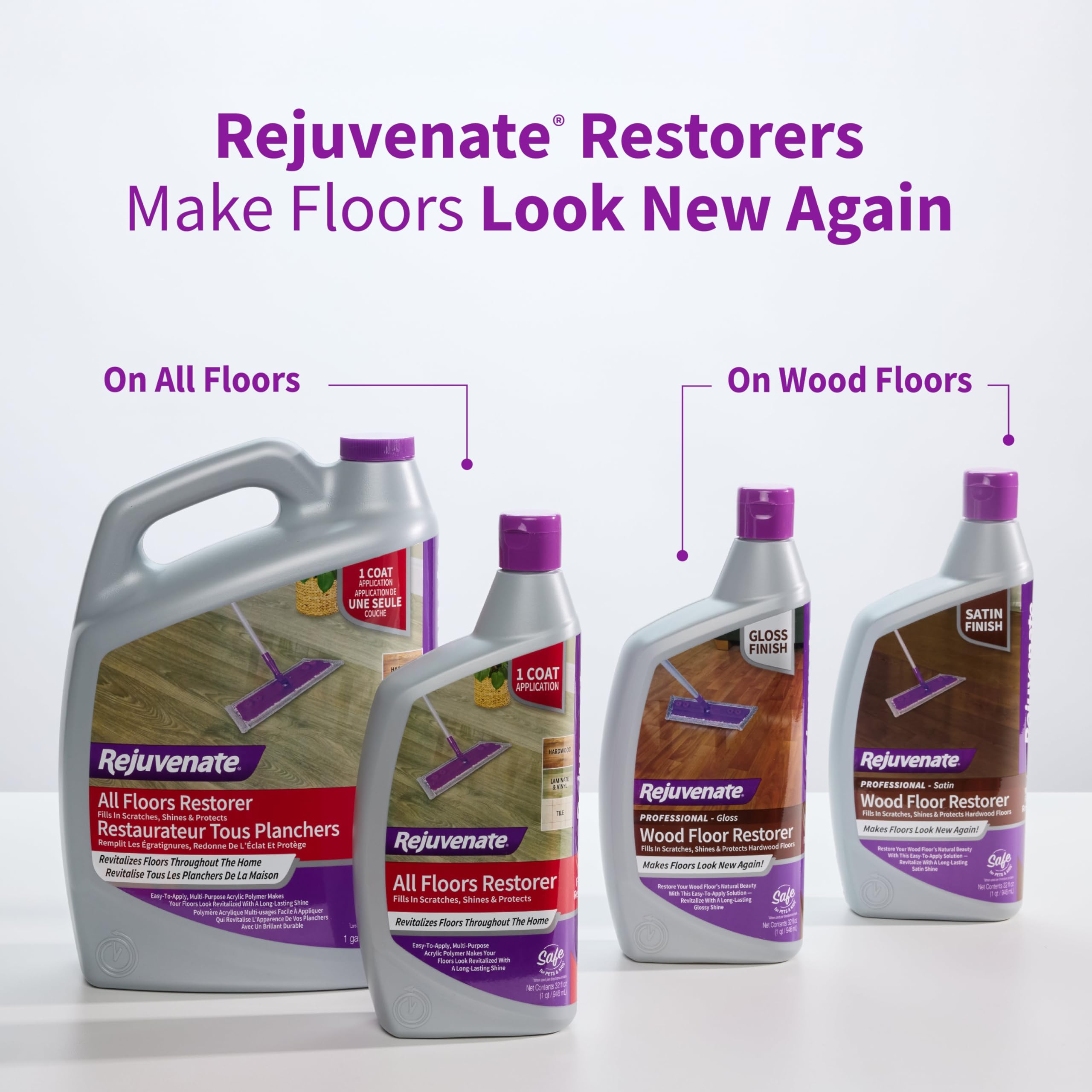 Laminate floor reflecting light after Rejuvenate application showing renewed shine