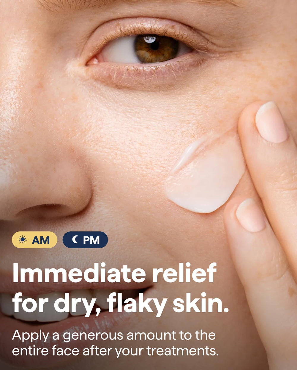 REMEDY being applied with fingertips to face to show calming hydration