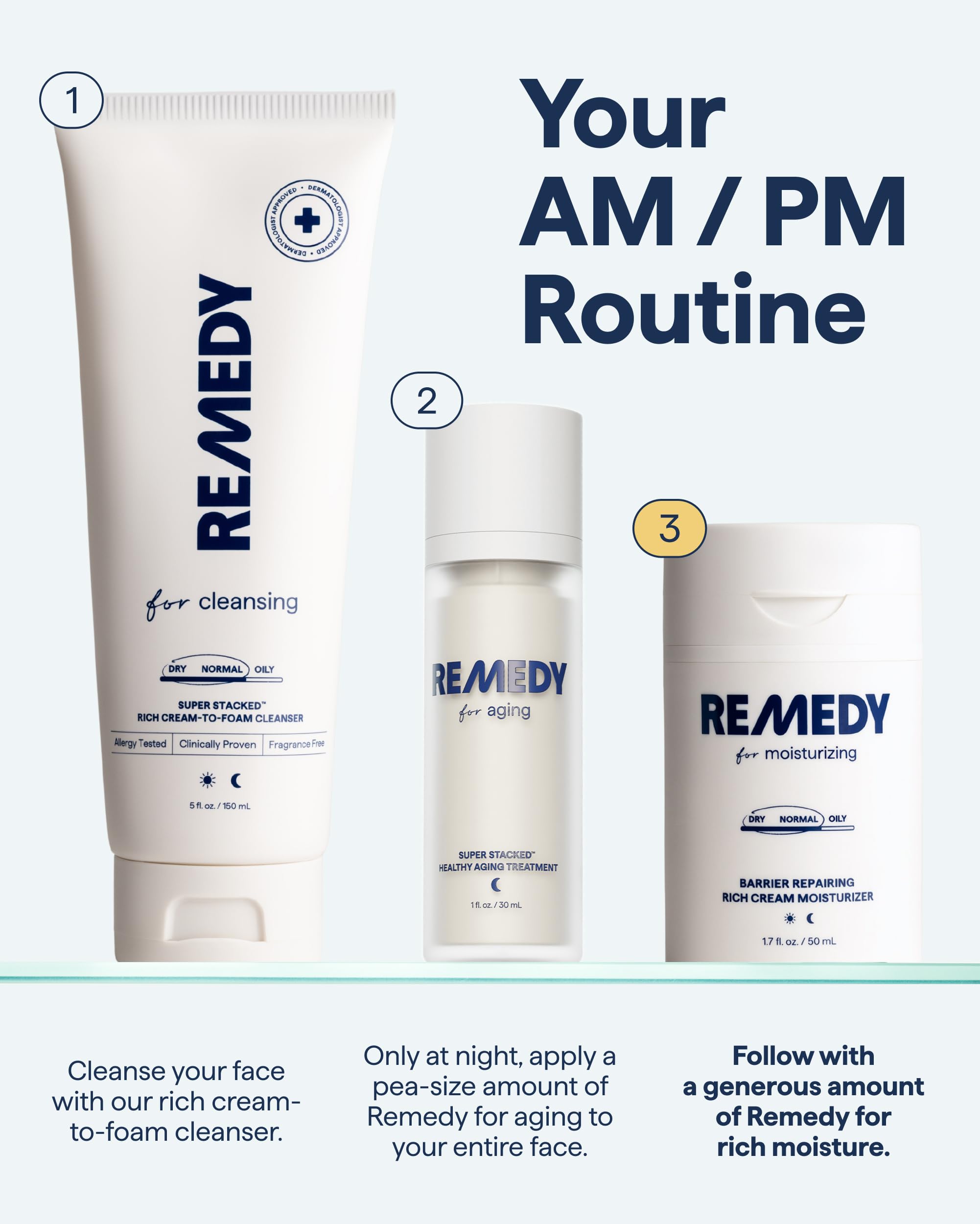 REMEDY layered under sunscreen demonstrating daytime protection and comfort