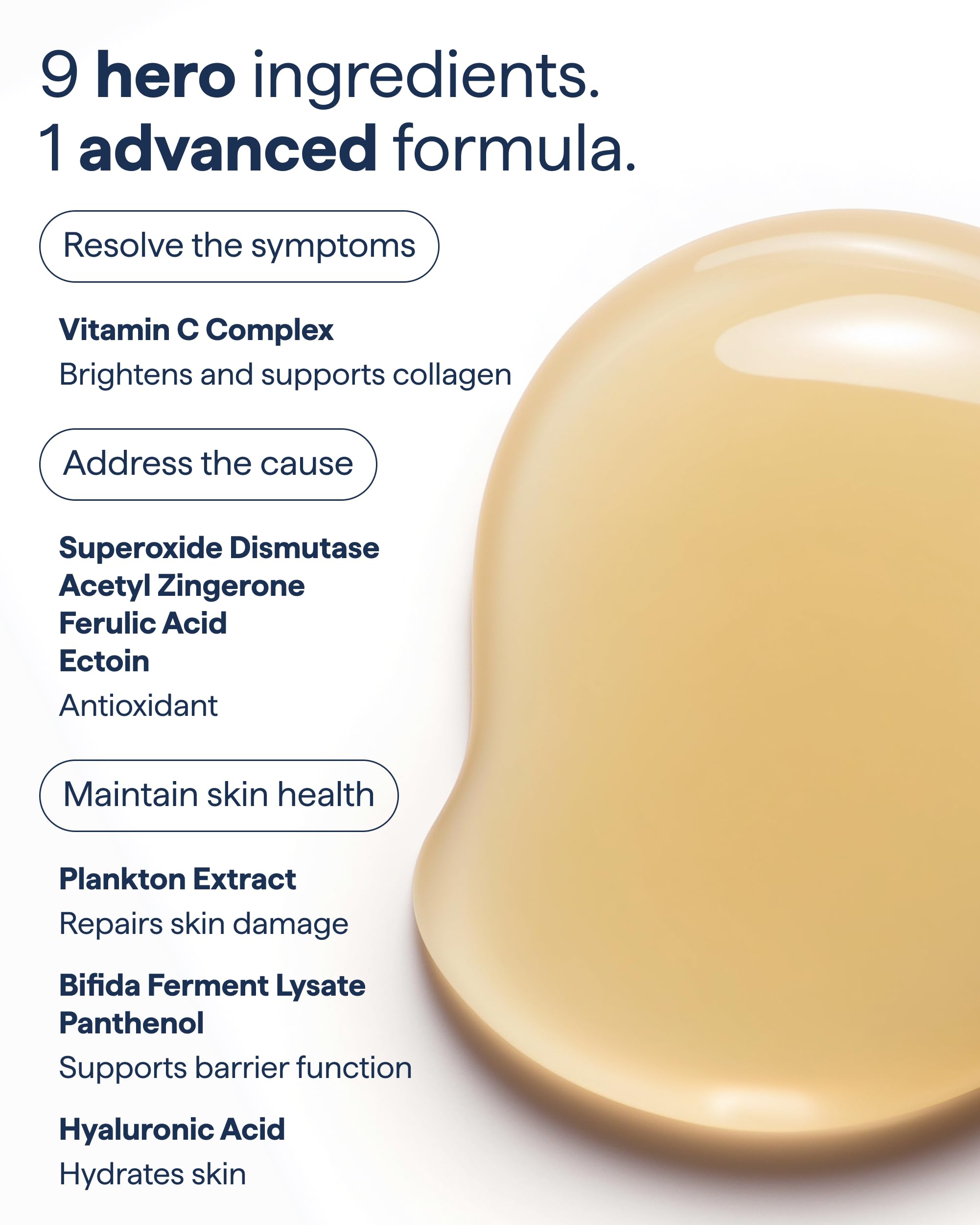 Remedy Science serum applied on hand showing drop size and spreadability benefit