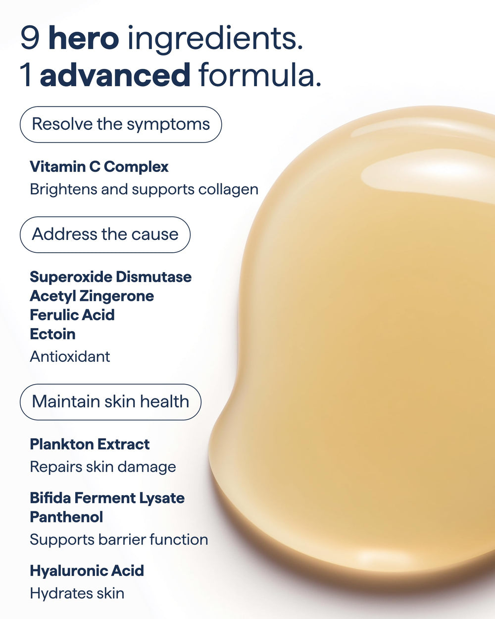 Remedy Science serum applied on hand showing drop size and spreadability benefit