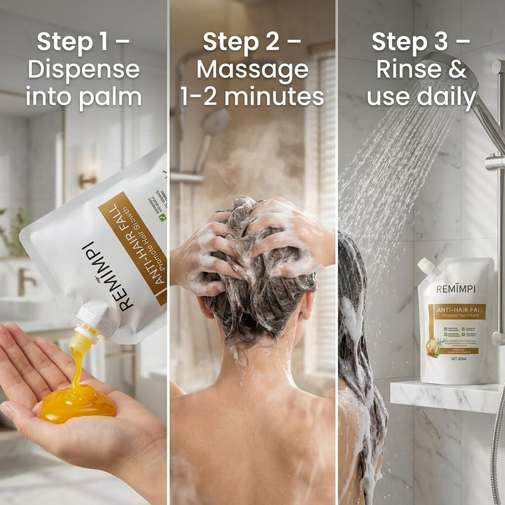 REMIMPI lifestyle bathroom shelf with duo pack showing everyday routine benefit