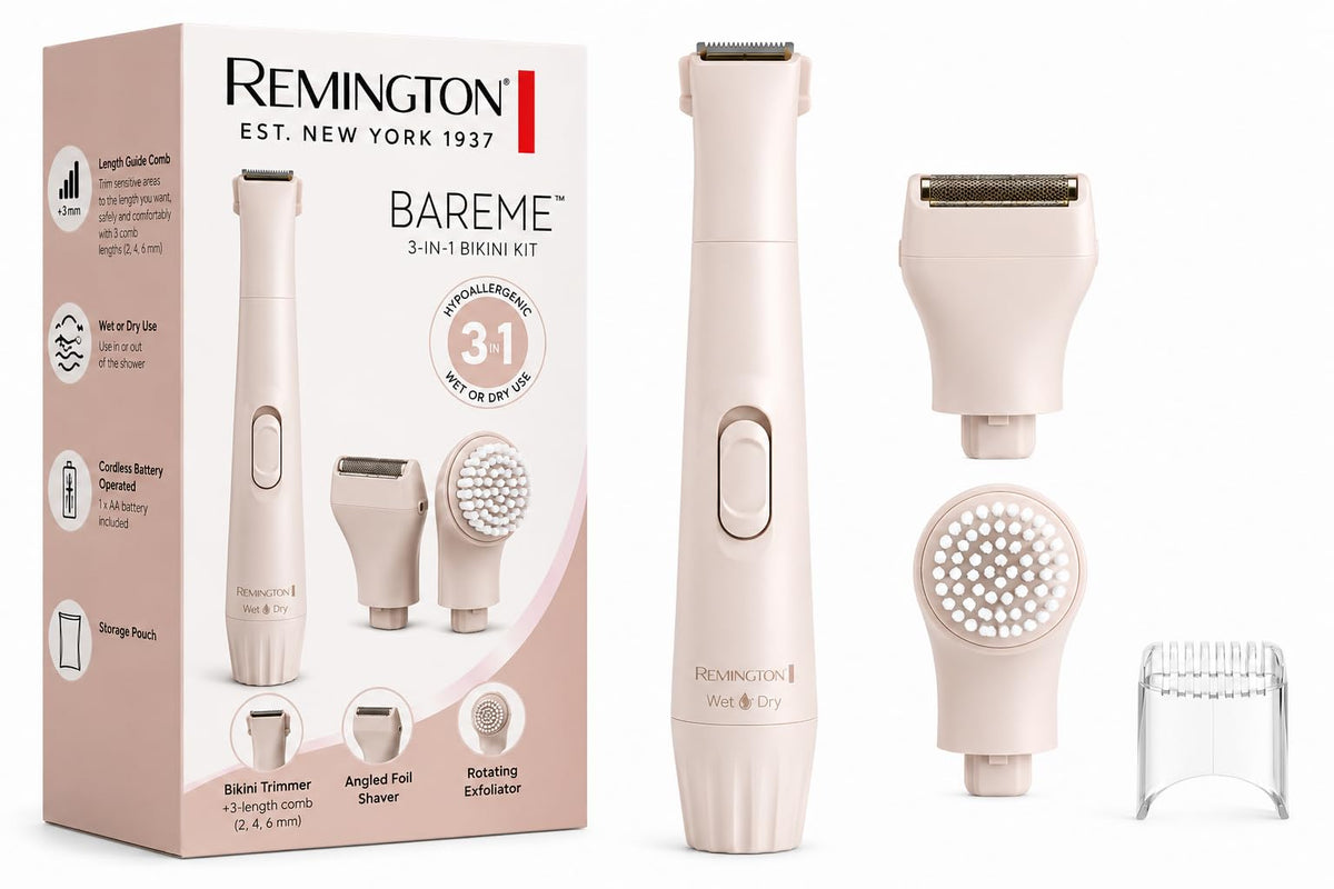 Remington kit front packaging showing contents and benefits