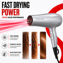Remington dryer removable filter close-up demonstrating easy-clean design for reliable airflow and durability