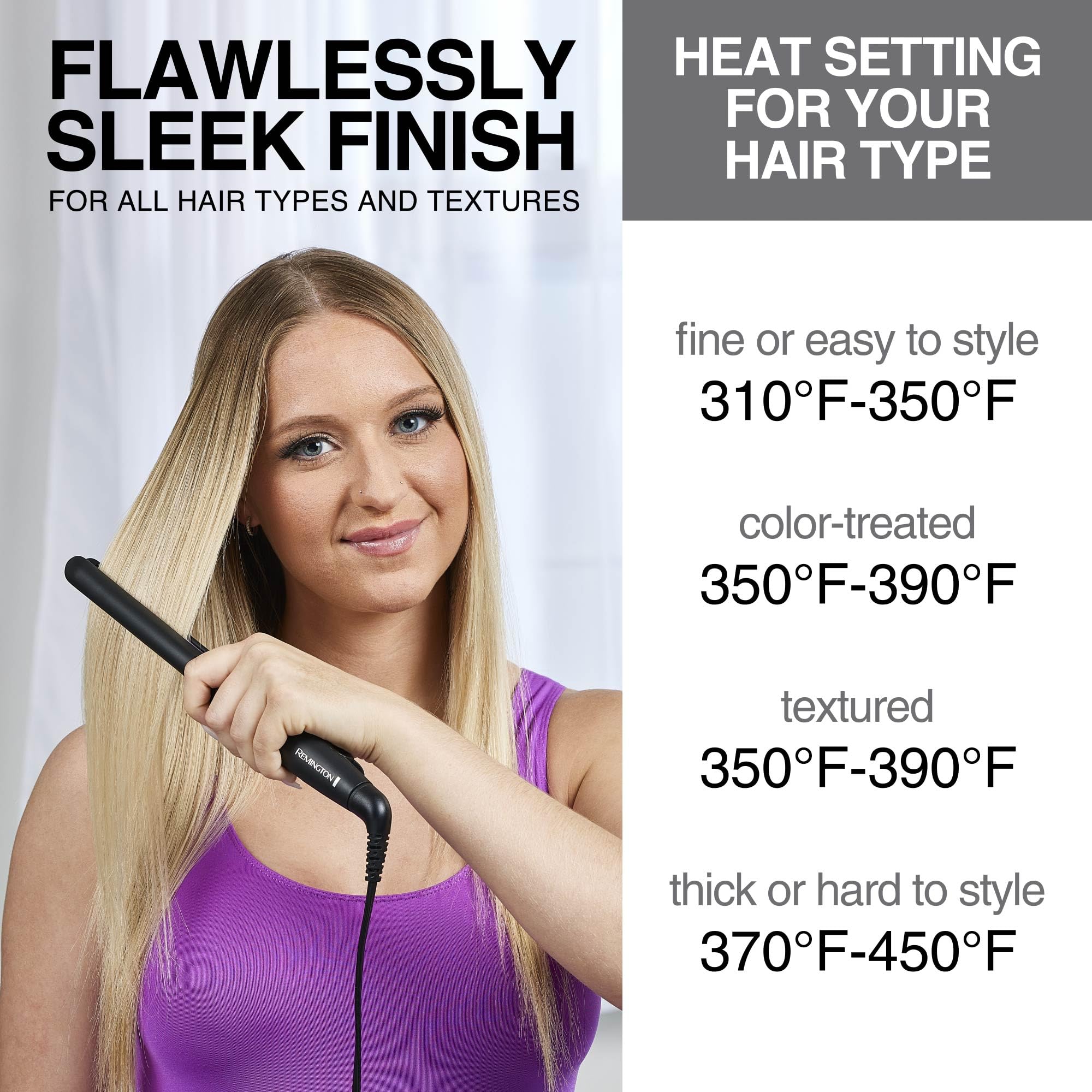 Remington digital display and controls offering nine temperature settings for accuracy