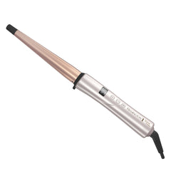 Remington curling wand front view showing tapered barrel and ergonomic grip for easy styling