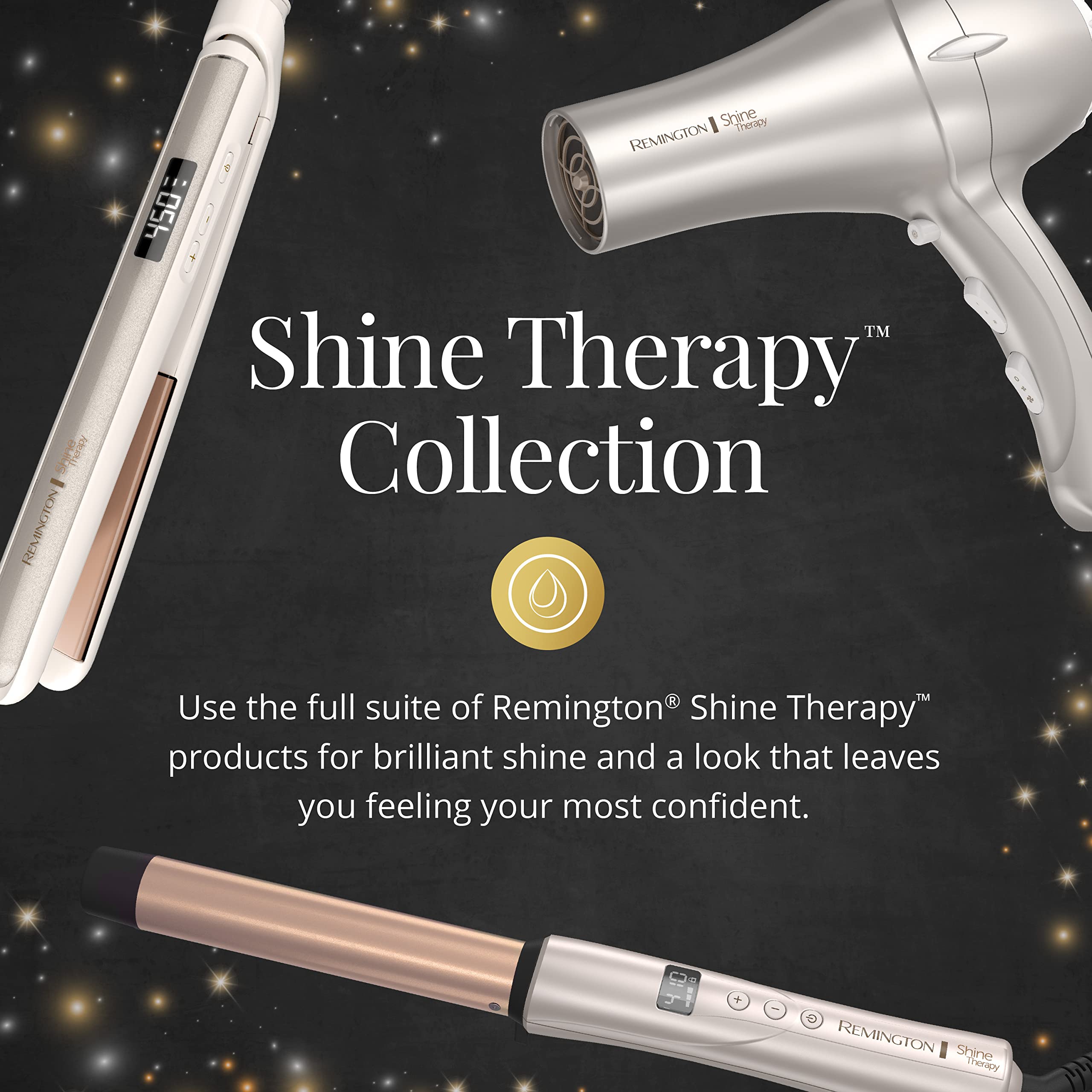 Remington curling wand held in hand to show scale and travel-friendly size for on-the-go styling