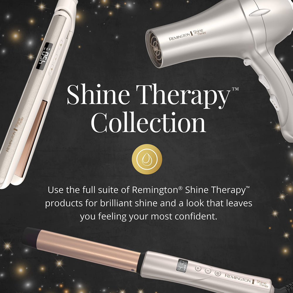 Remington curling wand held in hand to show scale and travel-friendly size for on-the-go styling
