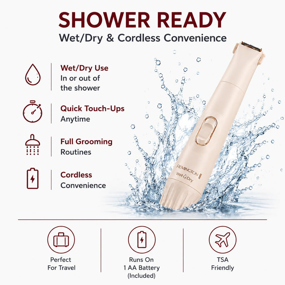 Remington kit used in shower for wet/dry convenient grooming