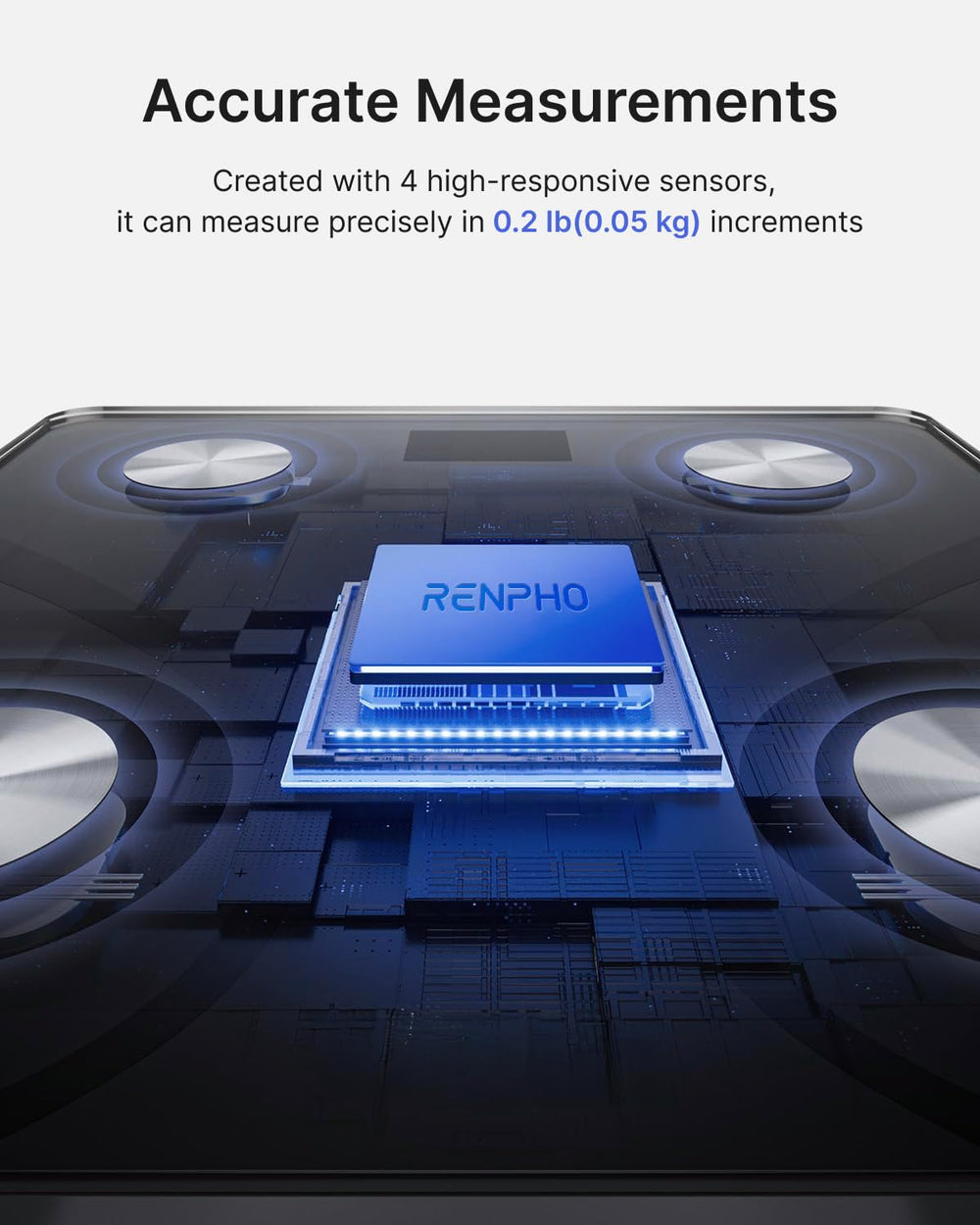 RENPHO Elis 1 electrode closeup showing four high-sensitivity sensors for accurate data
