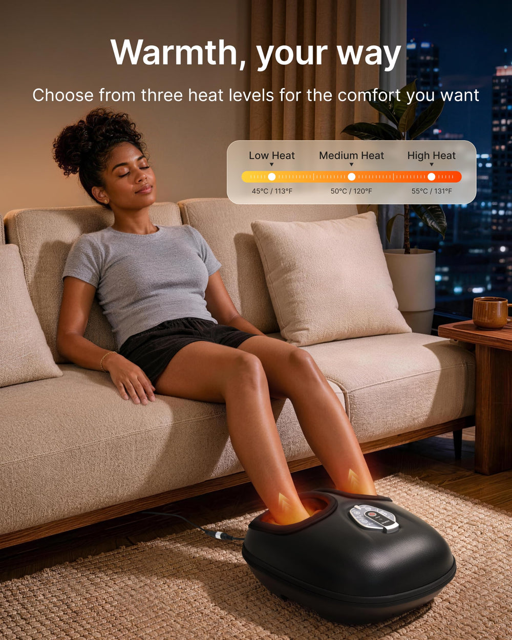 RENPHO control panel detail showing buttons and timer for simple session customization
