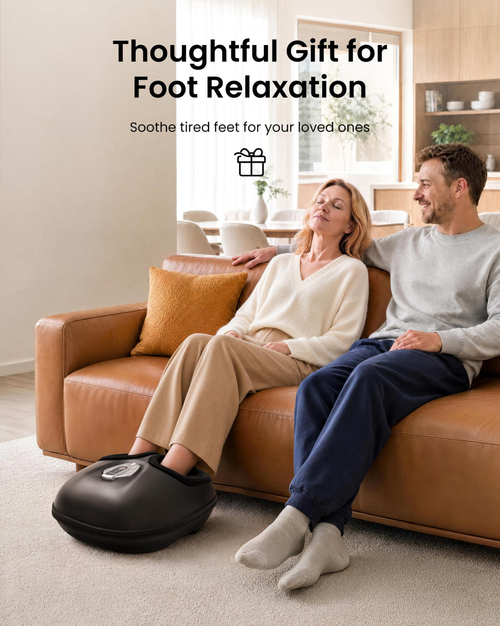 RENPHO foot insertion image showing scale and fit up to US men's size 12 for compatibility