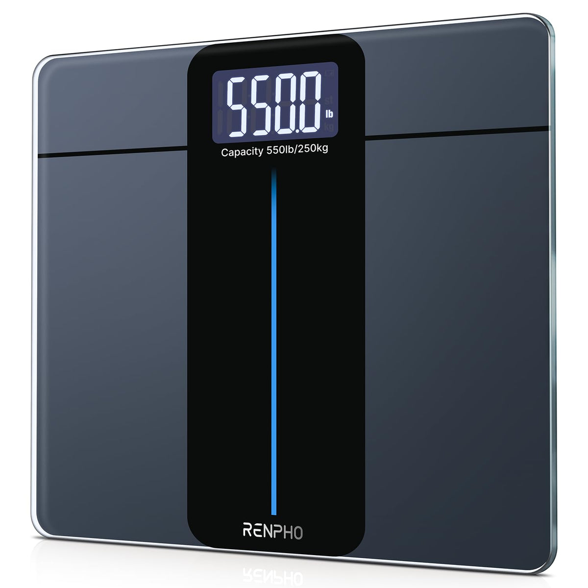 RENPHO front view showing large platform and clear display for accurate weighing
