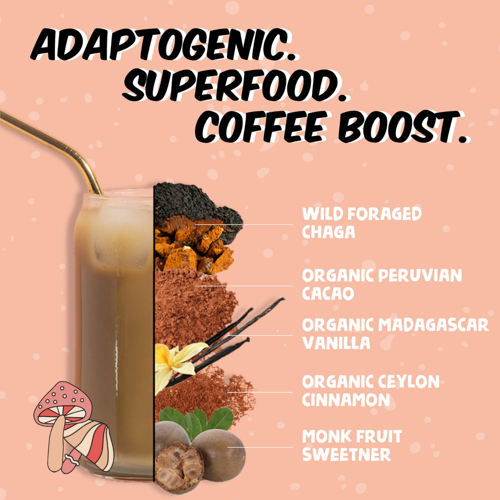 Renude Chagaccino opened packet with powder visible for quick single‑serve convenience