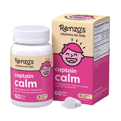 Renzo's Captain Calm front jar view showing green apple label and benefit