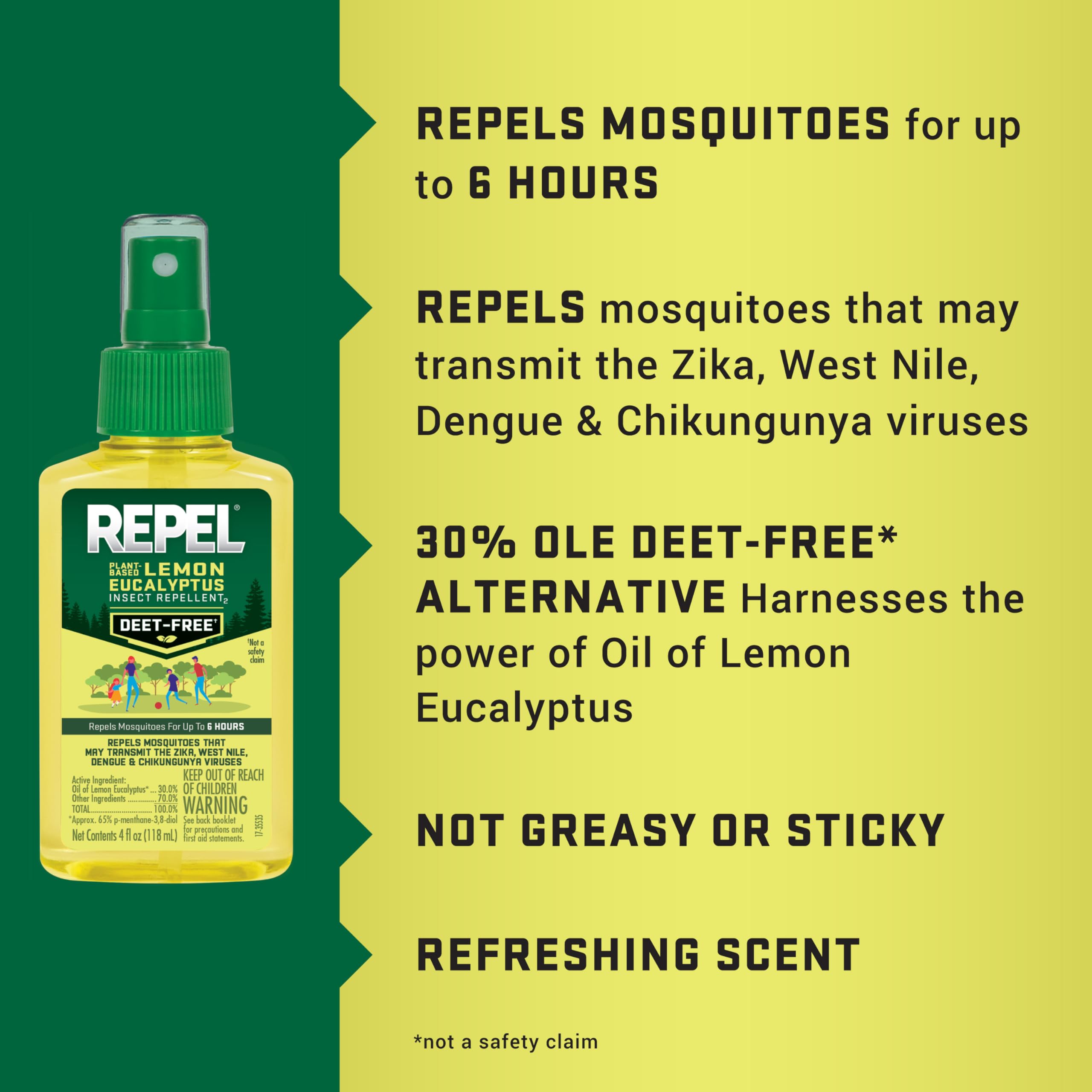 Repel bottle held in adult hand to show scale and portability benefit