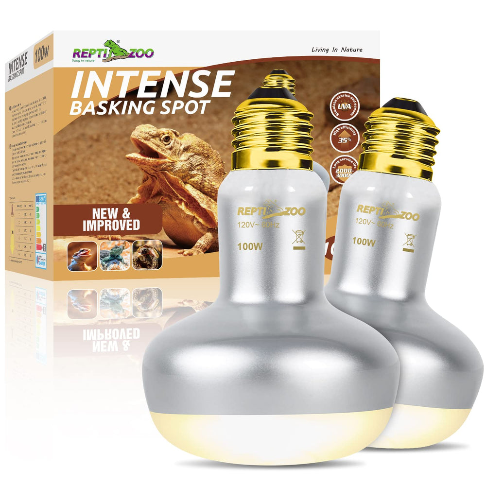 REPTI ZOO front packaging showing two 100W bulbs and benefits