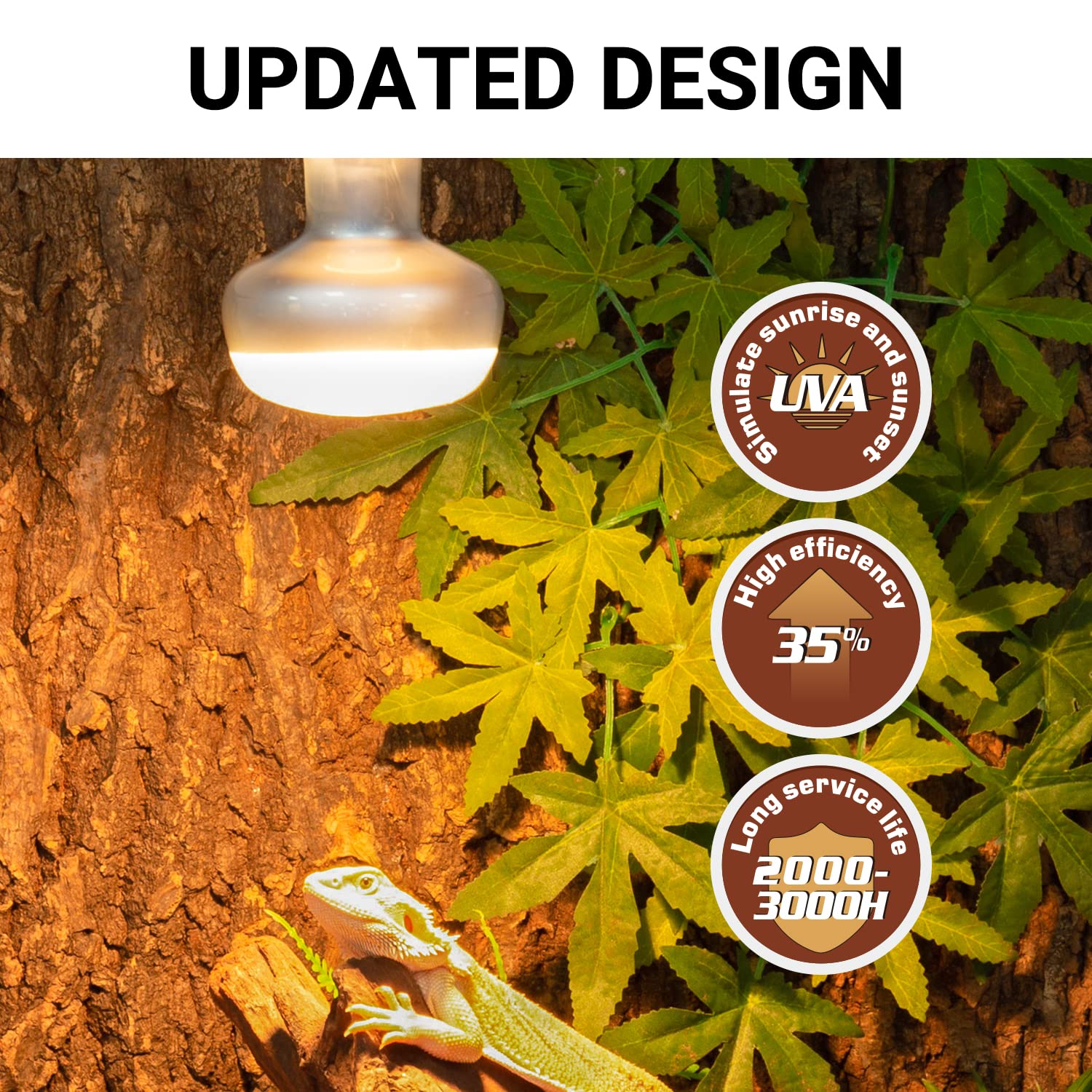 REPTI ZOO glowing bulb in terrarium creating a bright basking spot