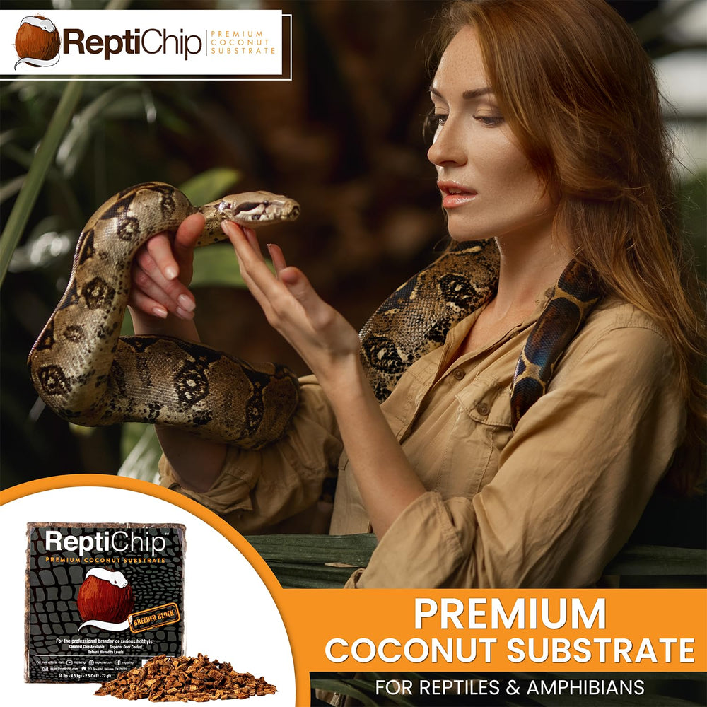 ReptiChip eco sourcing label highlighting sustainable coconut husk origin
