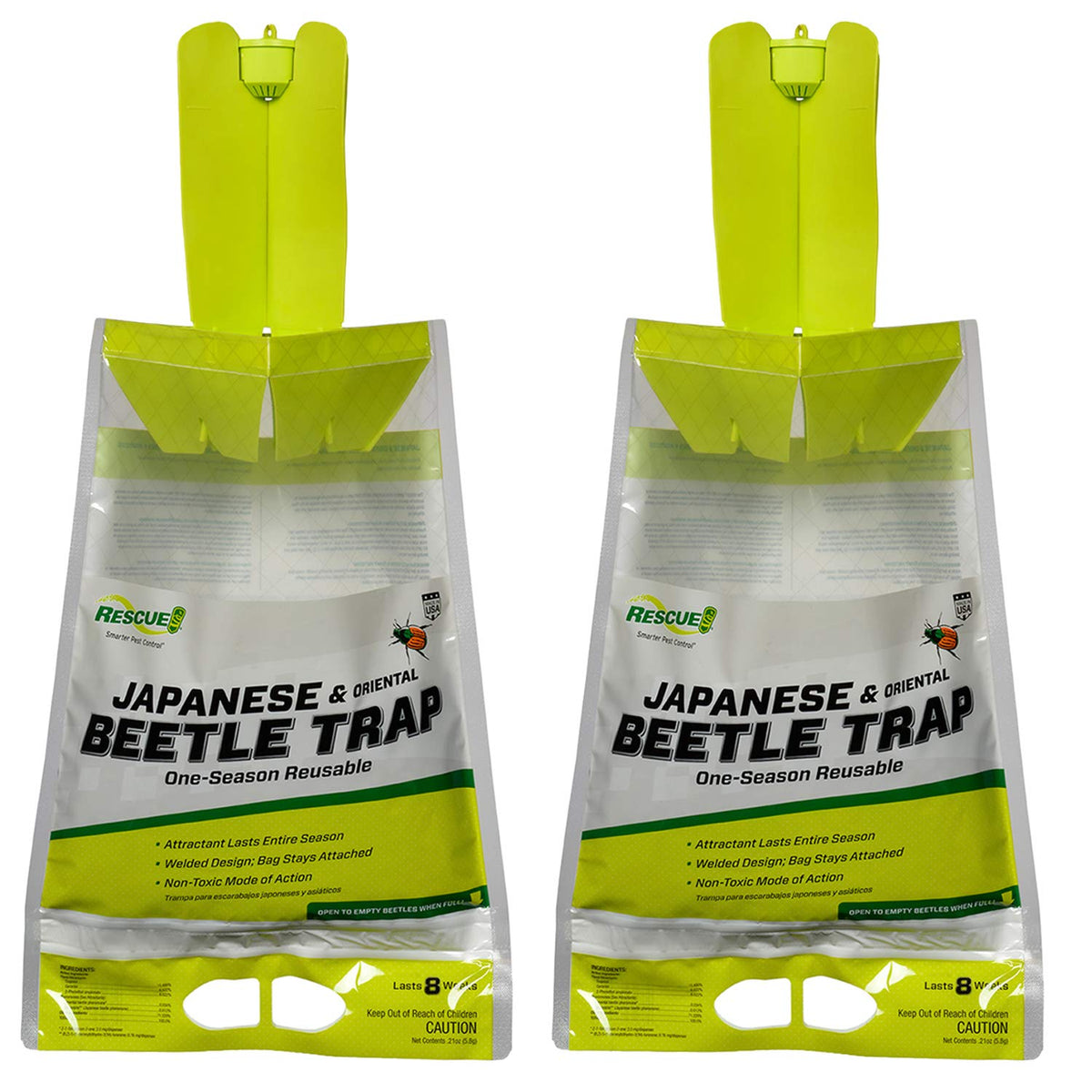 RESCUE! front view of two traps showing packaging and quick setup benefit