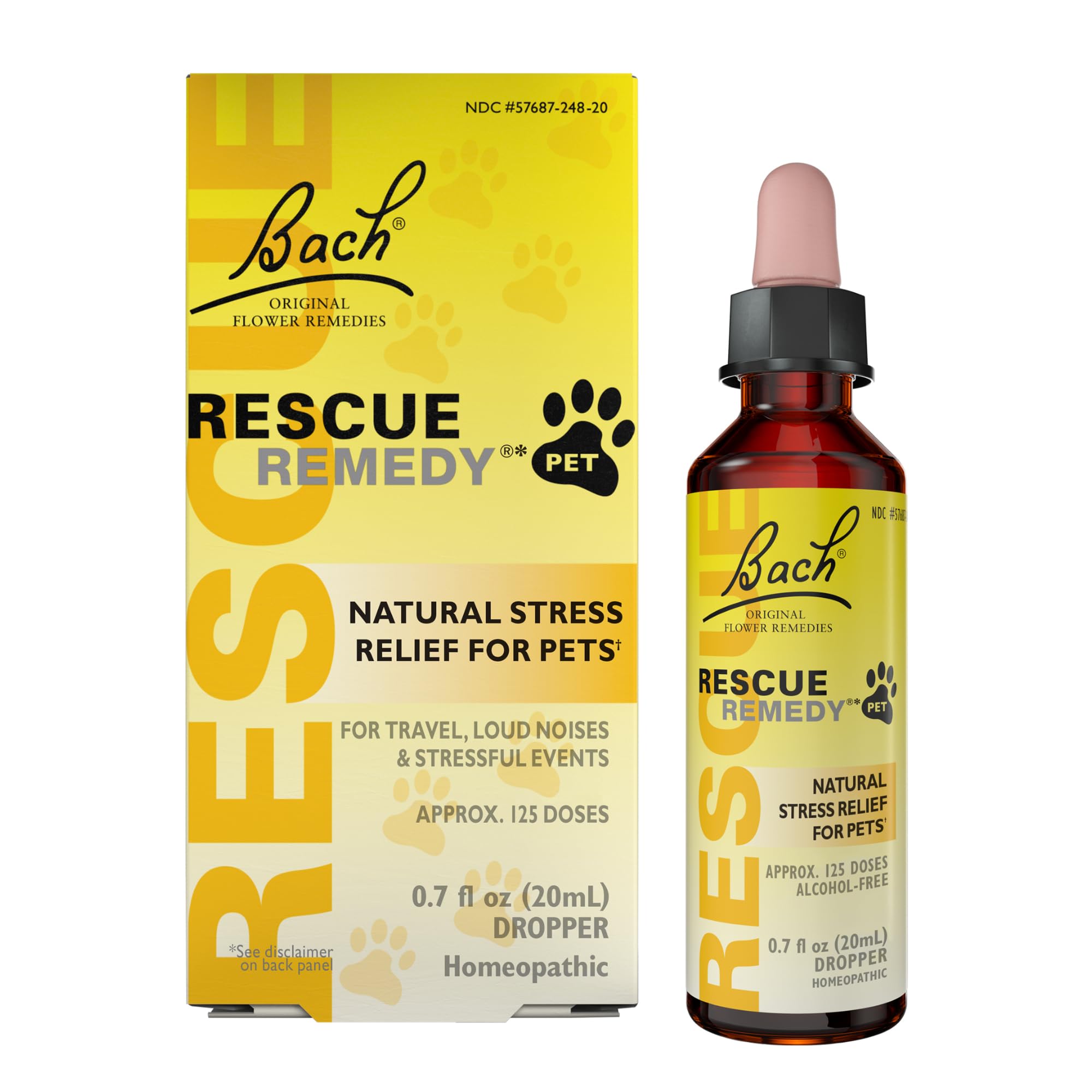 RESCUE pet dropper front label showing product name and size for easy identification