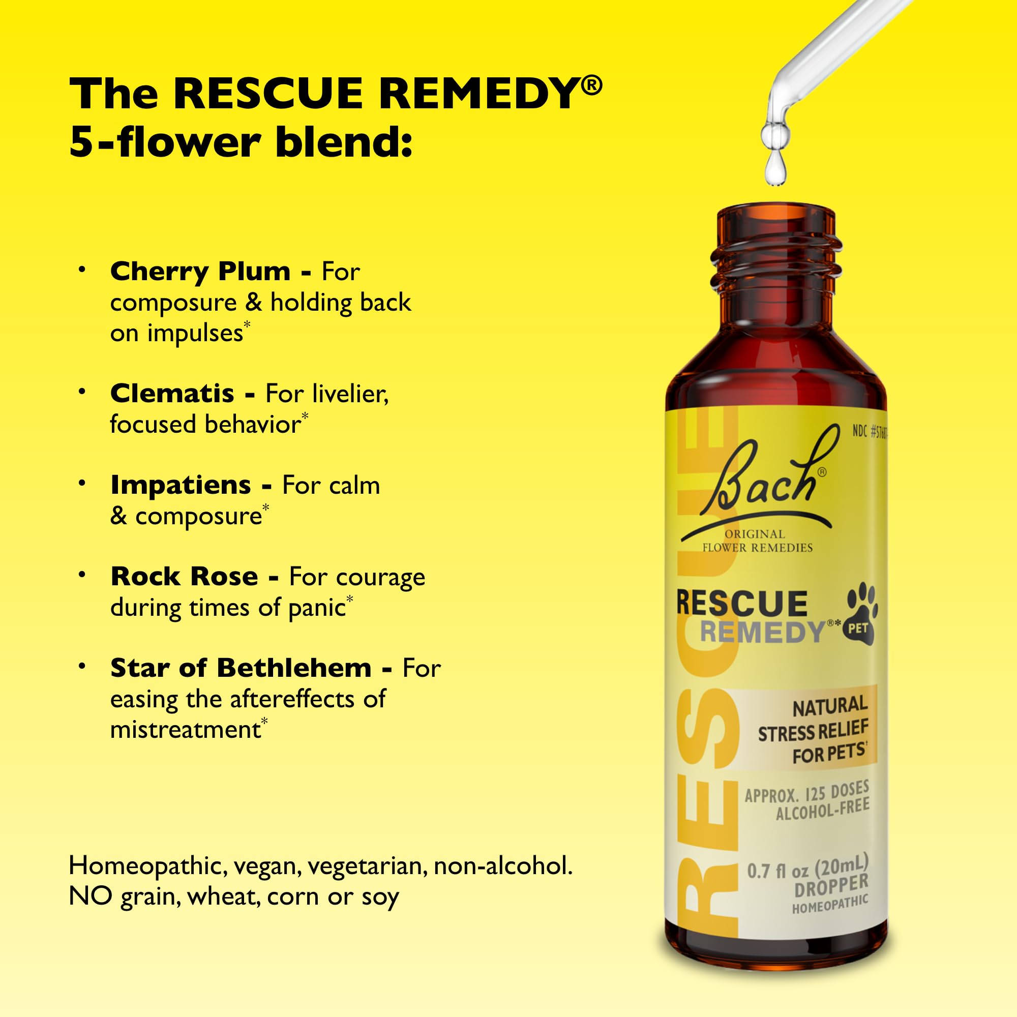 RESCUE bottle held in hand to show 20mL scale and portable convenience