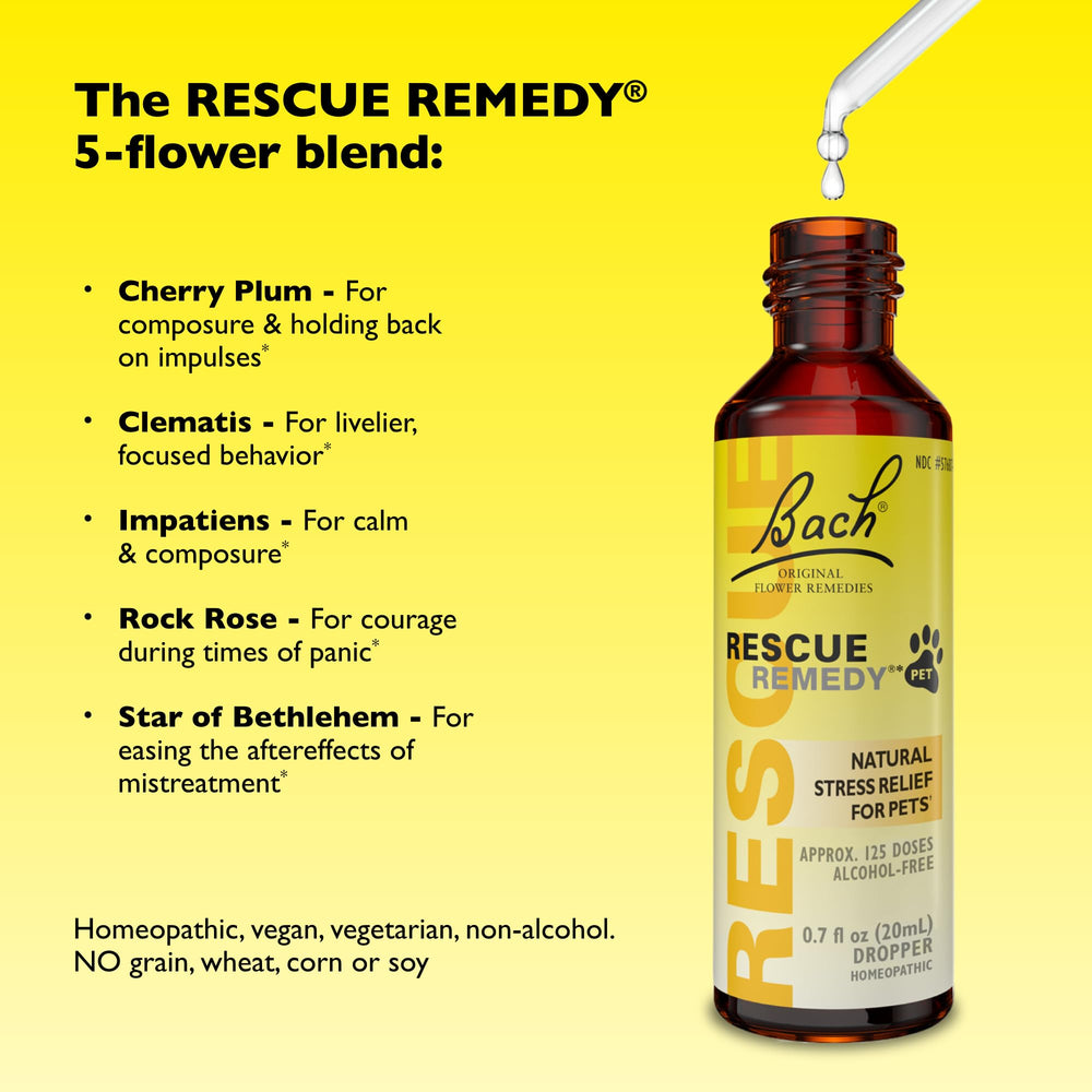 RESCUE bottle held in hand to show 20mL scale and portable convenience