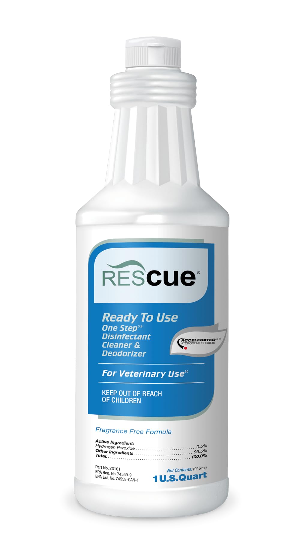 REScue front label on 32 oz bottle showing product identity and benefits