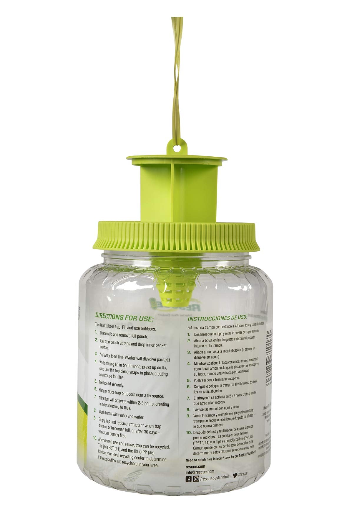 RESCUE! trap hanging outdoors capturing flies for cleaner patios