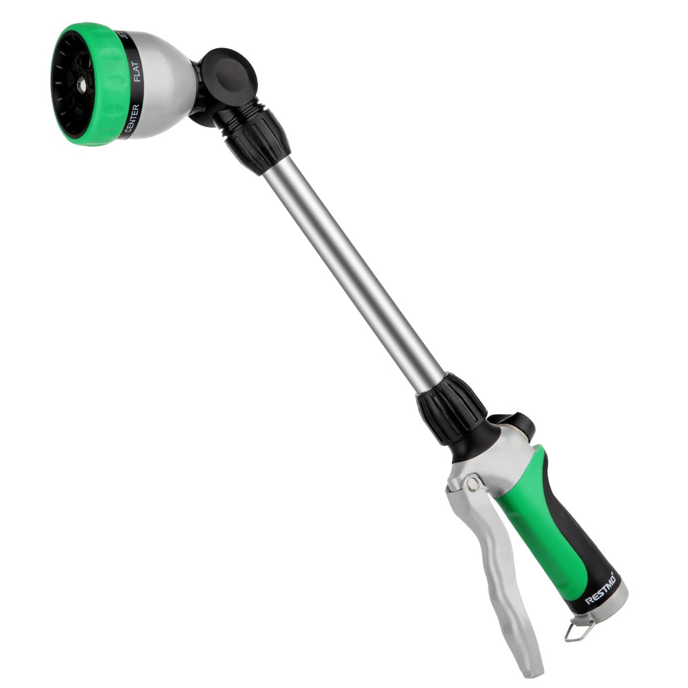 Restmo front view of metal watering wand showing durable build and professional finish