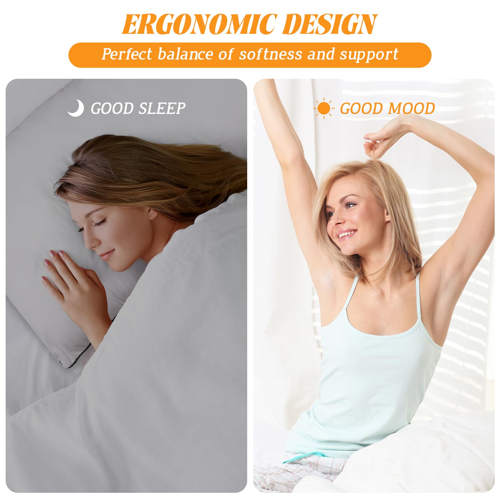 RESTOVIA standard-size pillow beside ruler showing accurate everyday fit