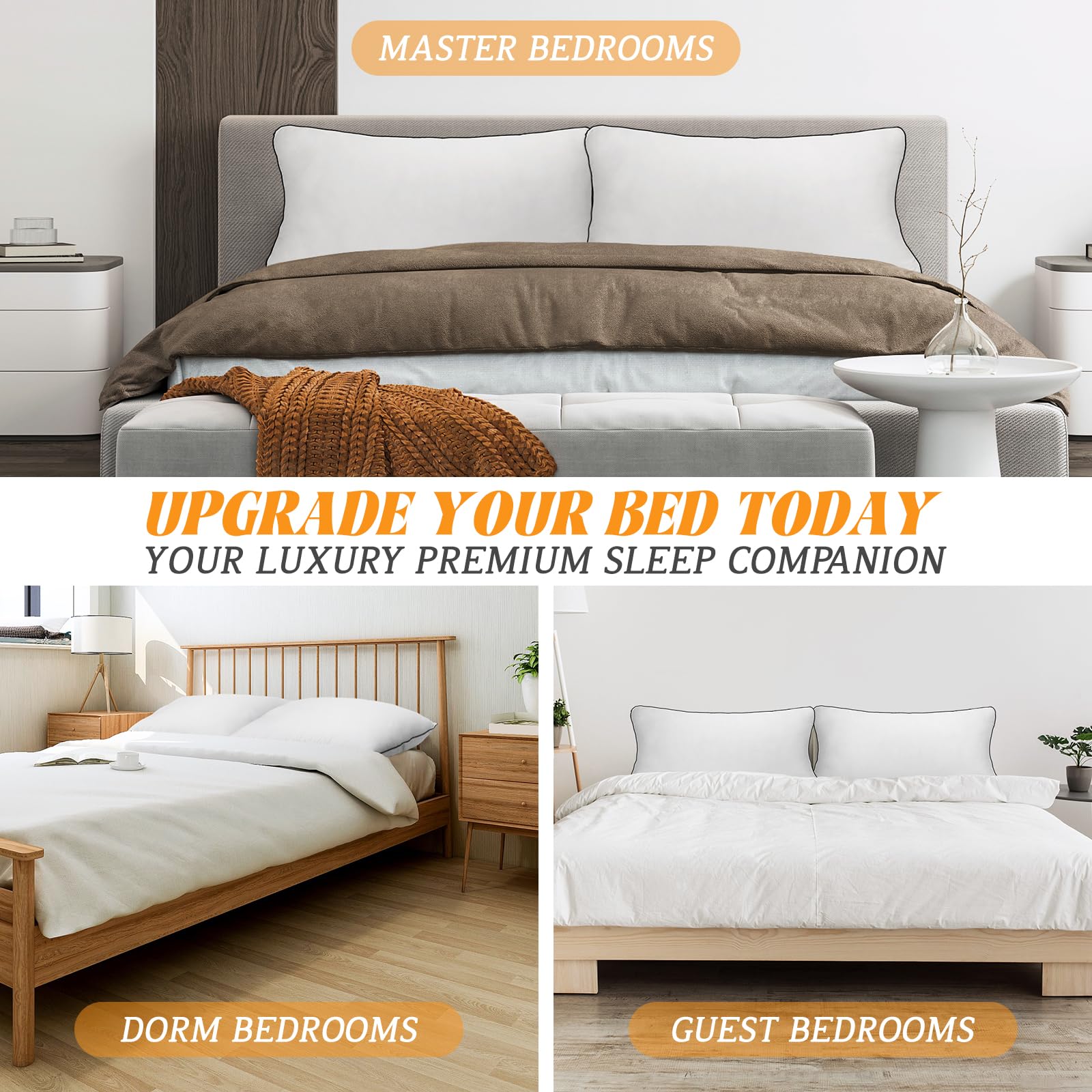 RESTOVIA two pillows on mattress illustrating paired set for standard beds