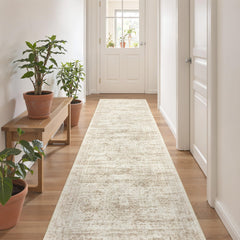Restydon front view beige runner showing neat edges and clean look, enhances entry safety