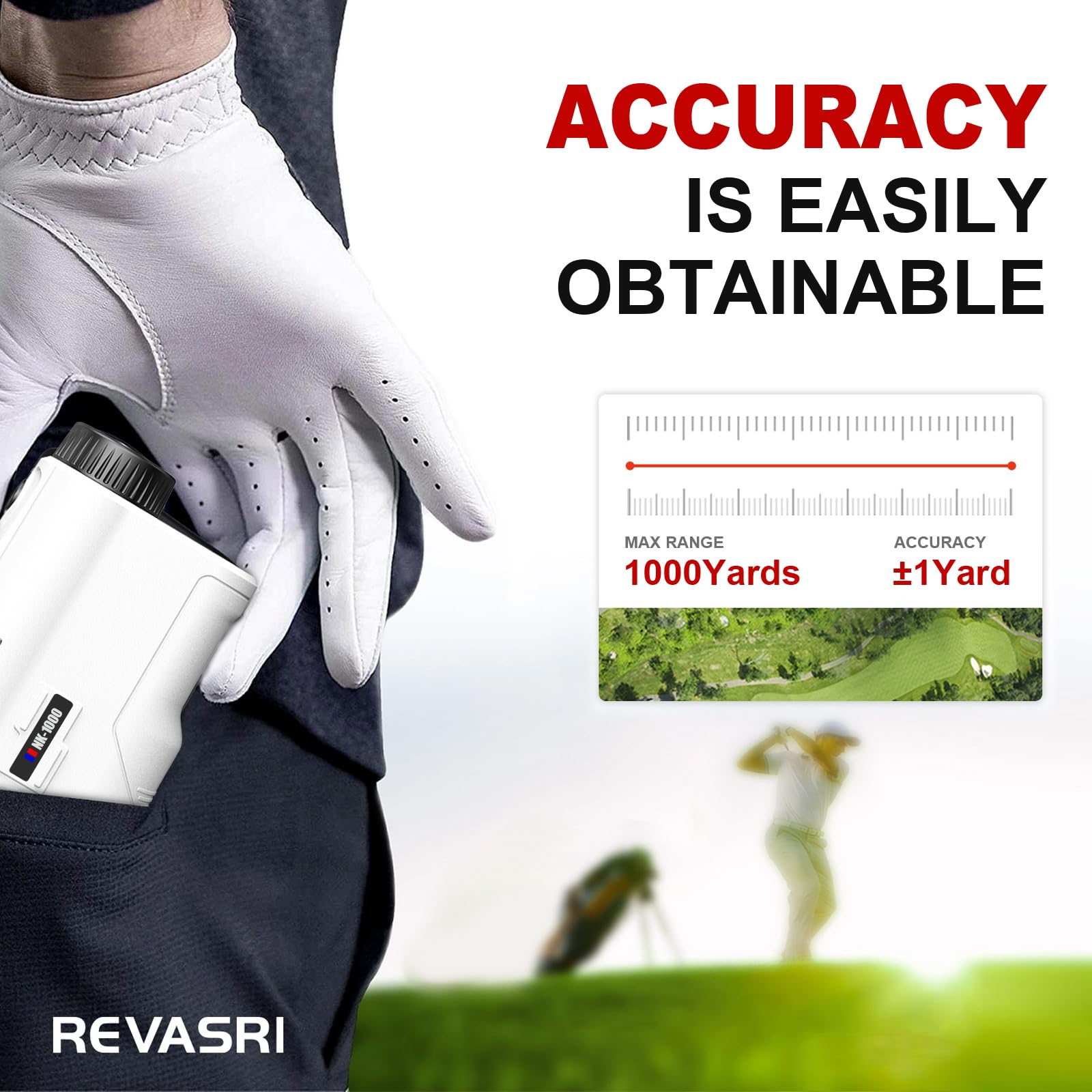 REVASRI being used on a fairway locking onto a flag with vibration confirmation