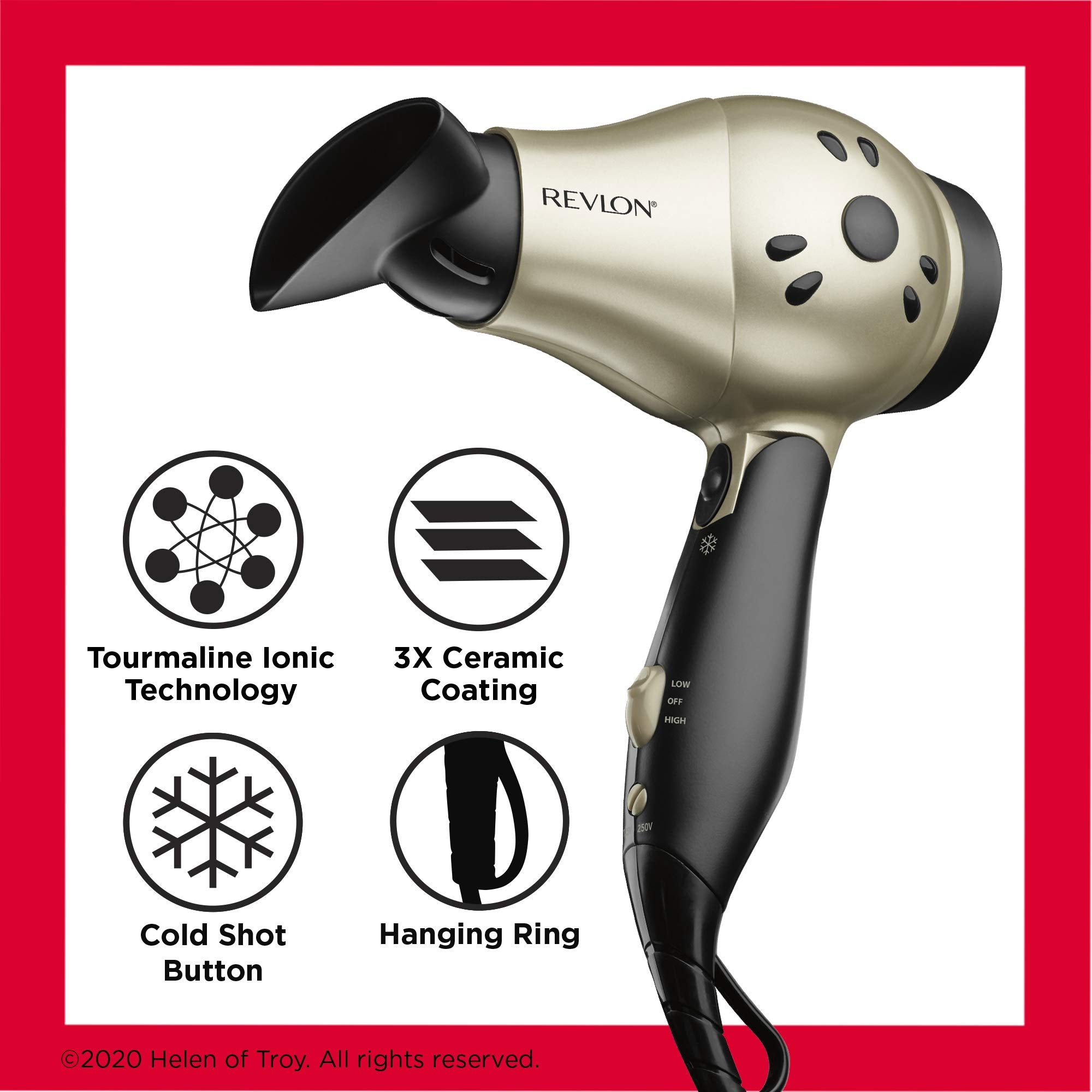 REVLON control switches detail for easy heat and speed selection
