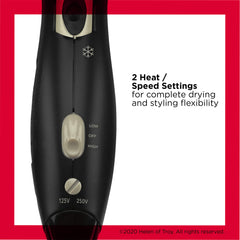 REVLON dryer in use on medium hair delivering quick styling benefit