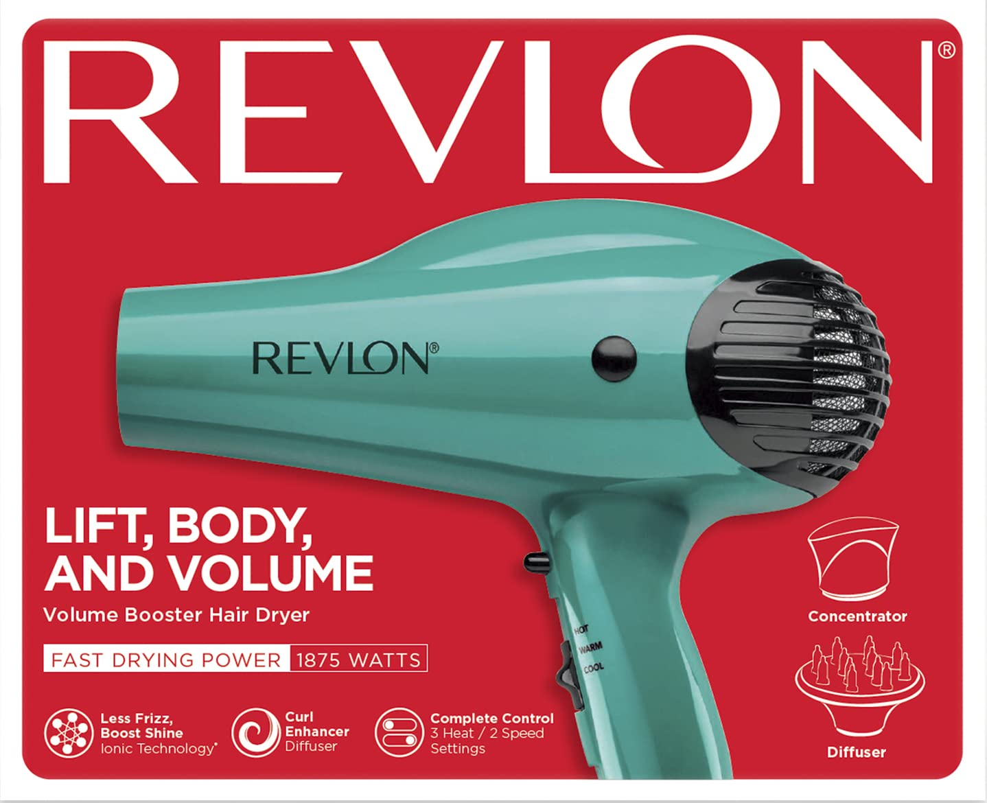 Revlon green dryer styled in a bathroom scene showing modern look and lifestyle appeal